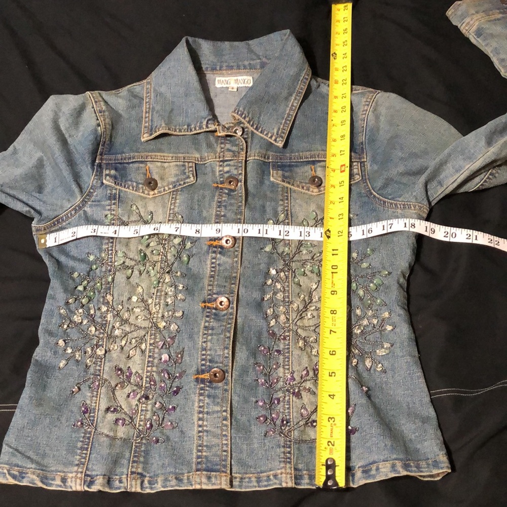 MANGO MANGO Colorful Rhinestone Denim Jacket Sz Sm - Picture 10 of 13